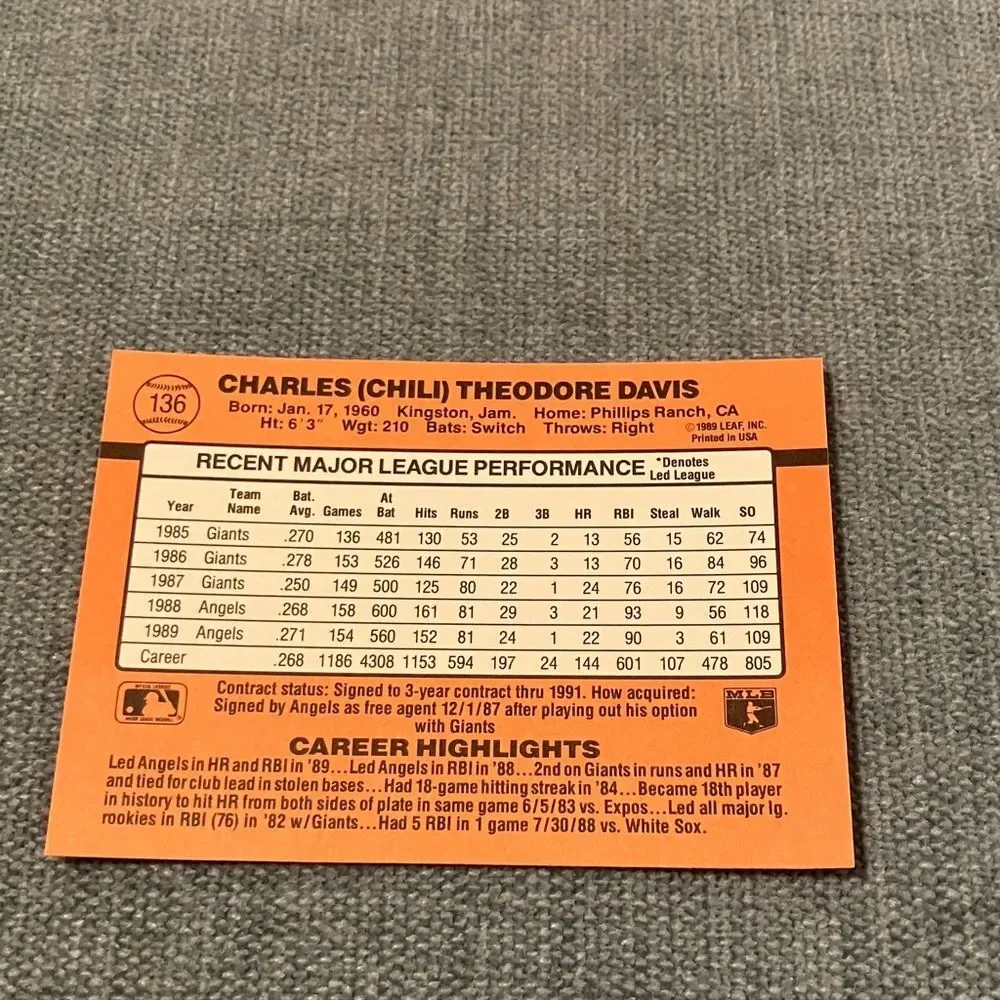 1990 Donruss Anaheim Angels Baseball Card Trading Card